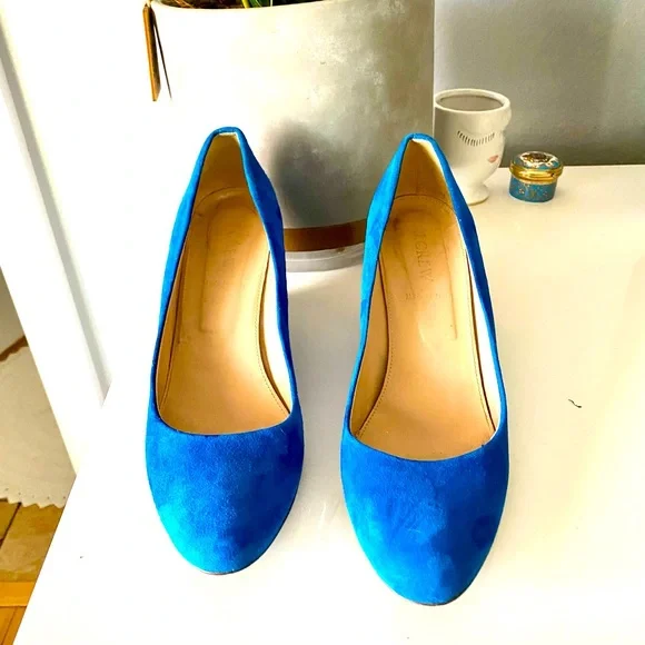 J. Crew Blue Wedges - Picture 1 of 4